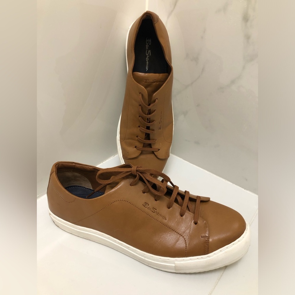 Ben Sherman Tan Brown Leather Casual Sneaker UK Sz.11 US Sz.11.5 LIKE NEW.